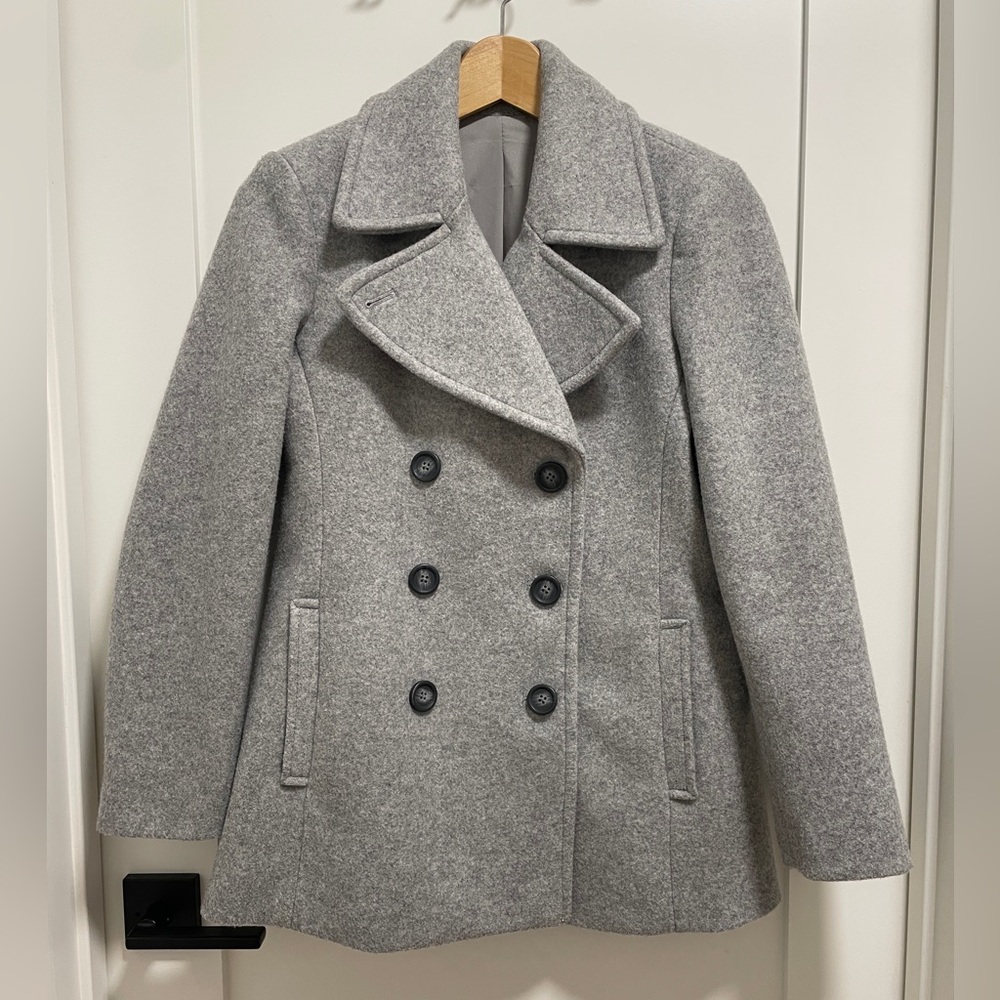 Gray Double-Breasted Peacoat